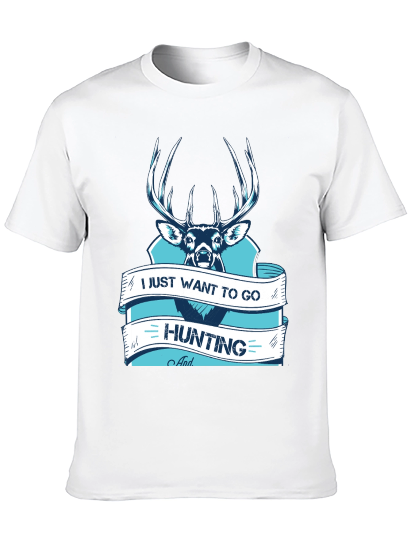 Hunting T-Shirt Deer Graphic Black Cotton