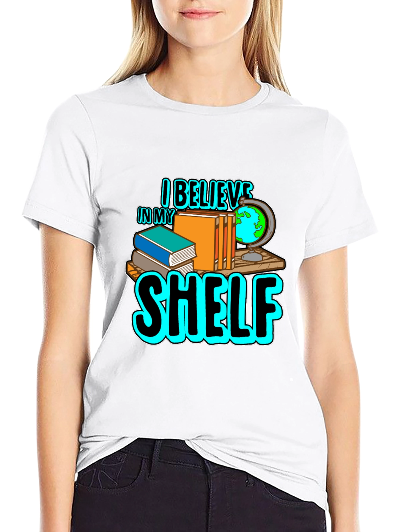 I Believe in My Shelf Black T-Shirt