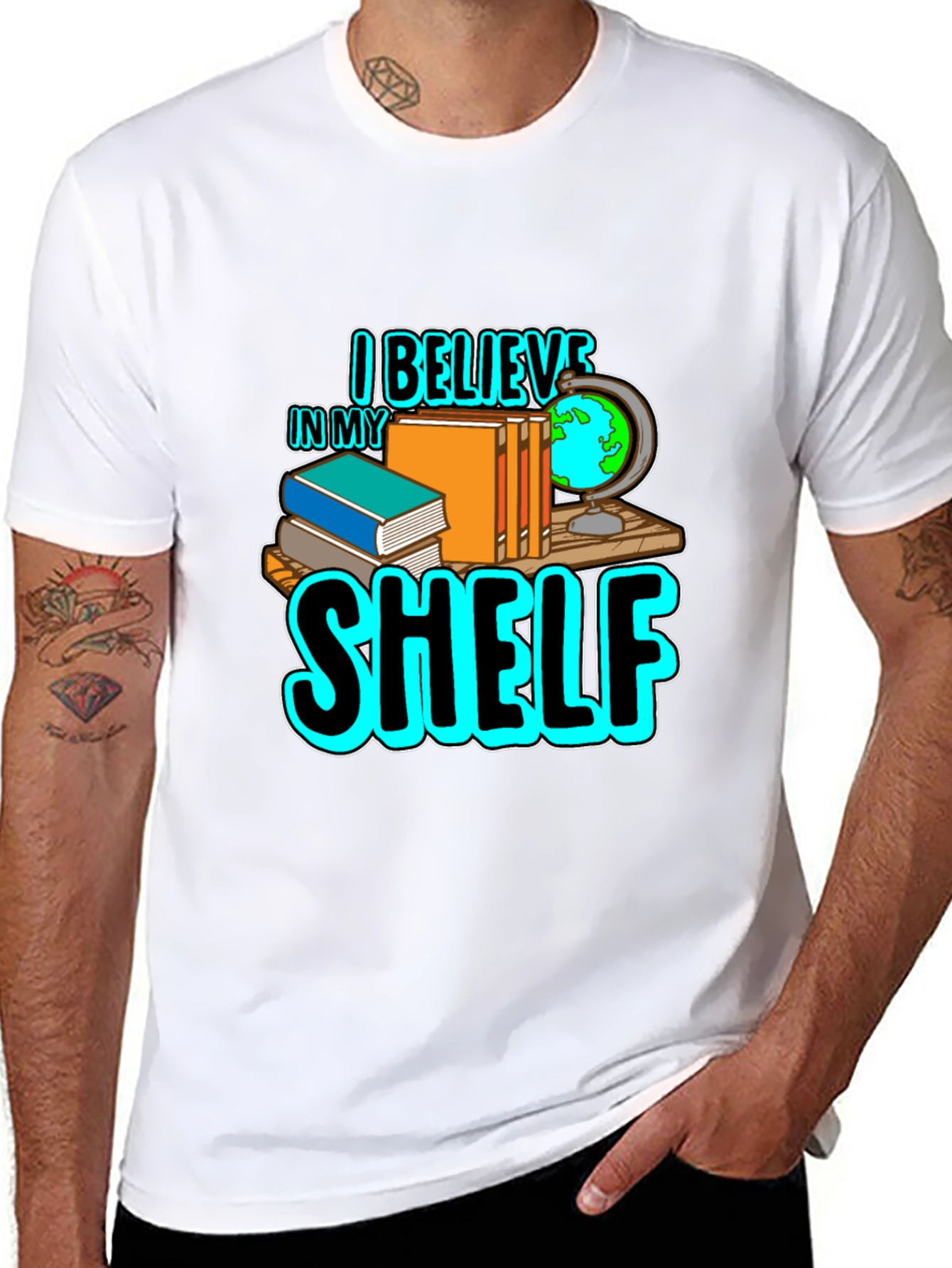 I Believe in My Shelf Black T-Shirt