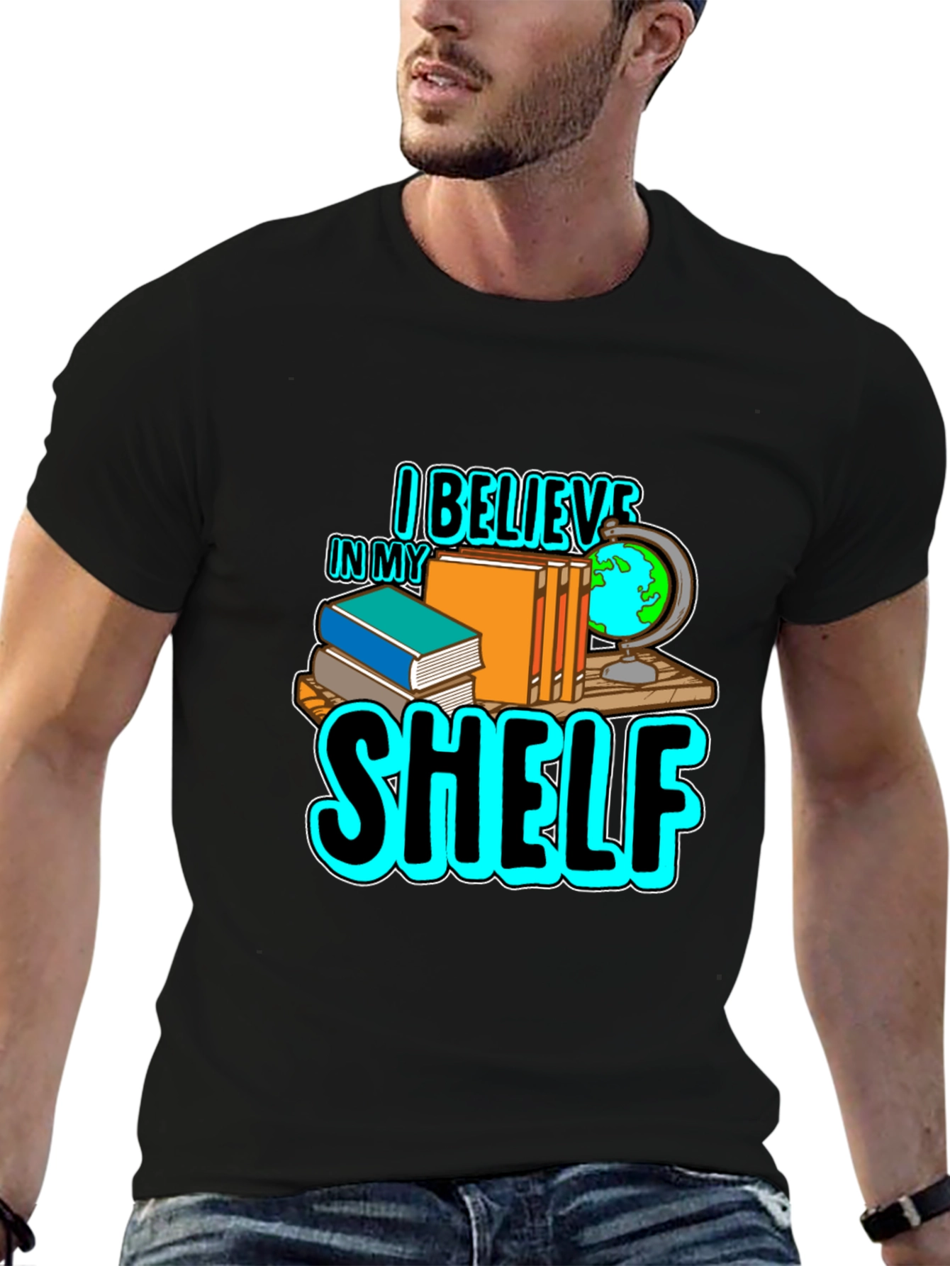 I Believe in My Shelf Black T-Shirt