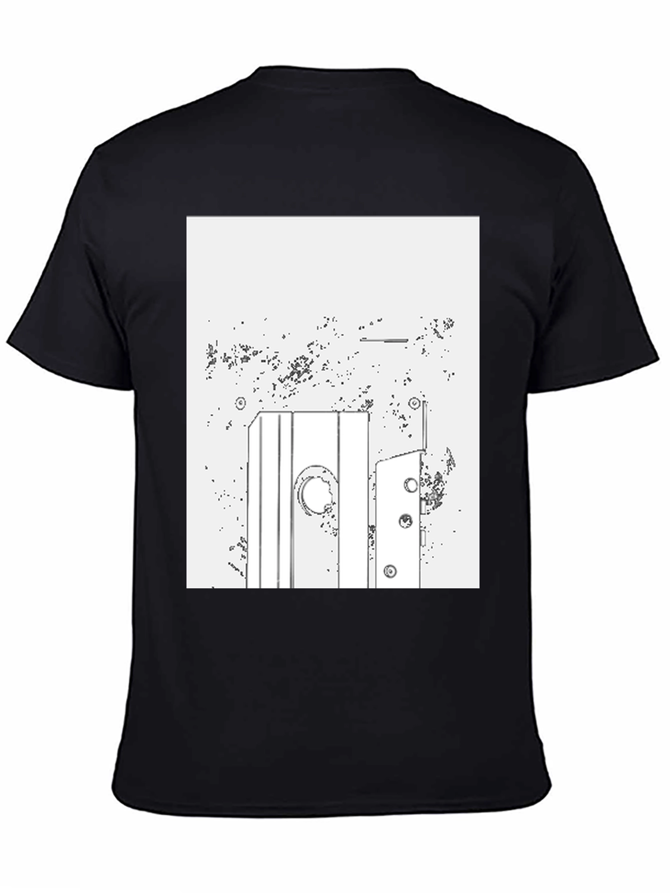 Abstract Line Art Graphic Tee - Mens Black T-Shirt