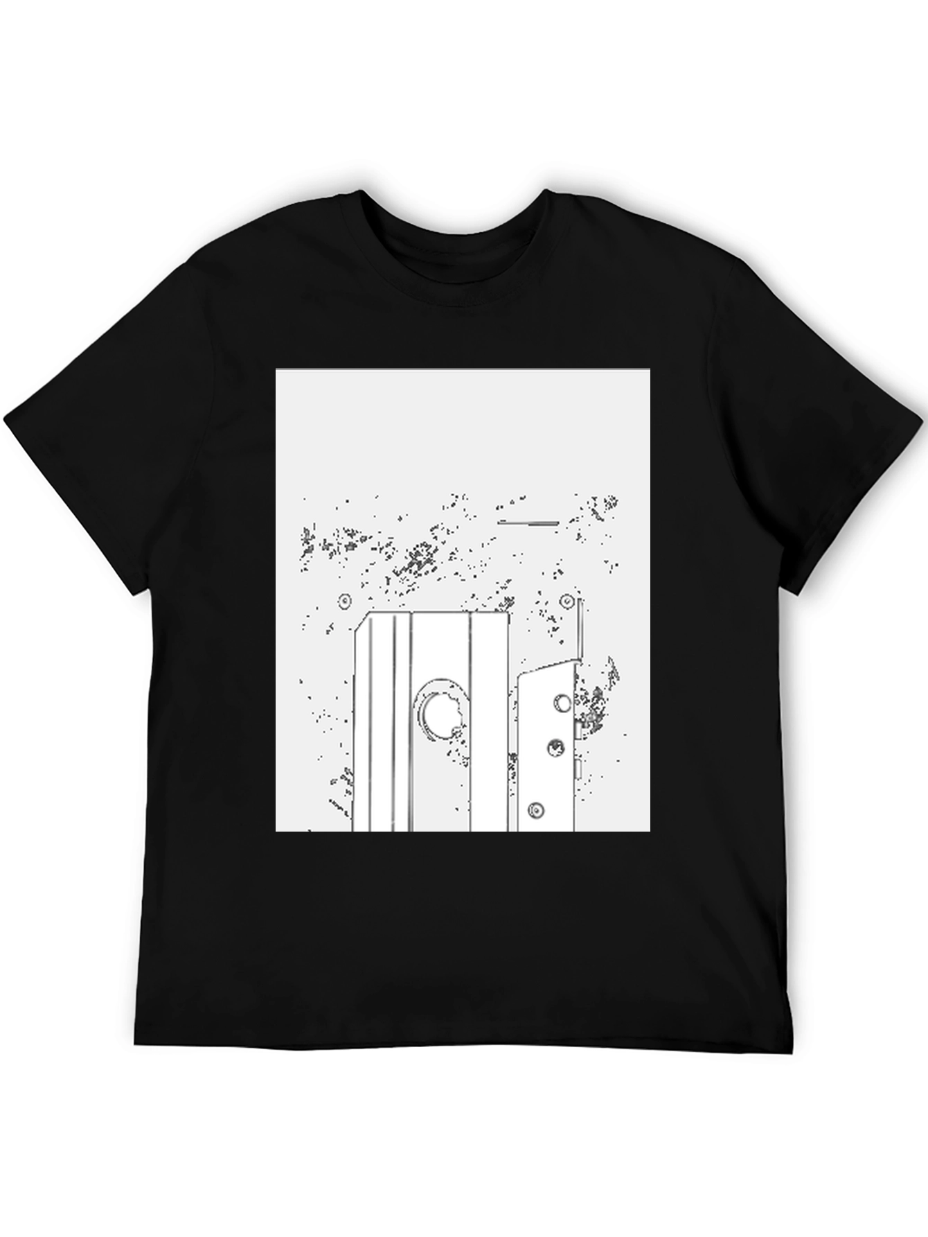 Abstract Line Art Graphic Tee - Mens Black T-Shirt