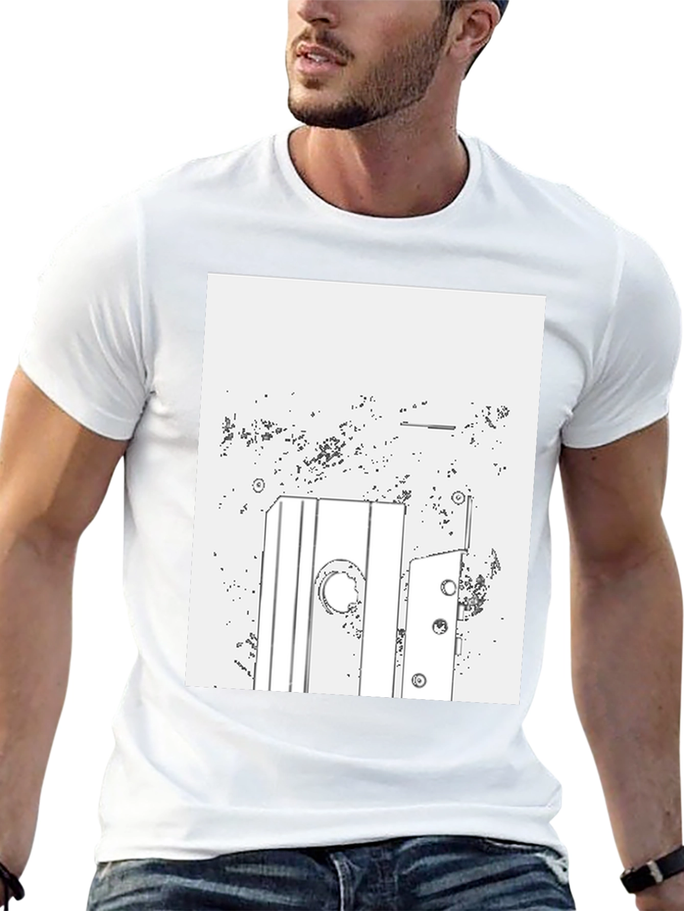 Abstract Line Art Graphic Tee - Mens Black T-Shirt