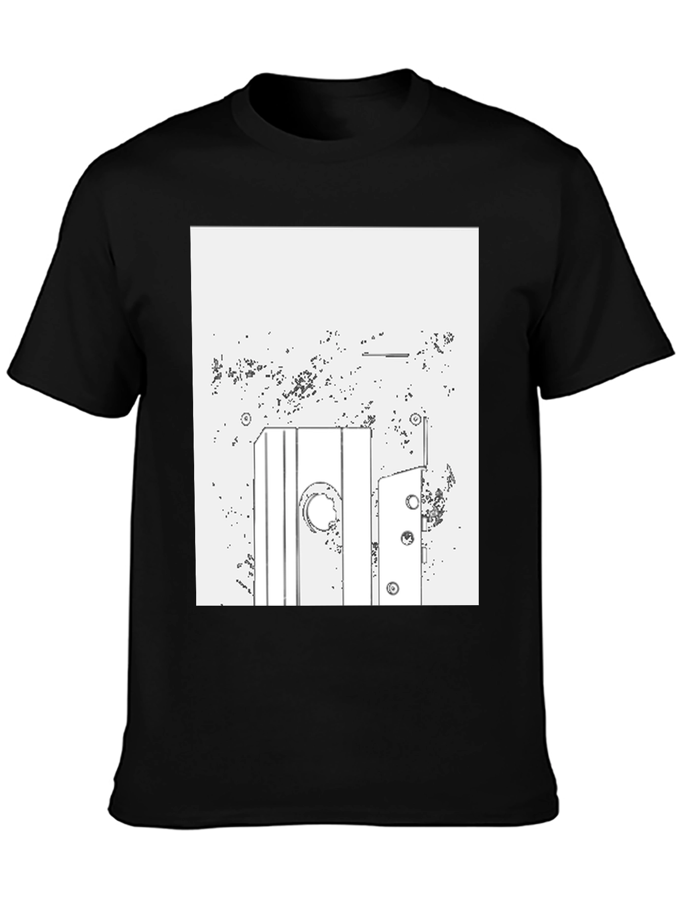 Abstract Line Art Graphic Tee - Mens Black T-Shirt