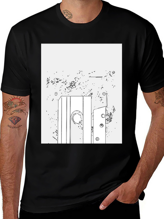 Abstract Line Art Graphic Tee - Mens Black T-Shirt
