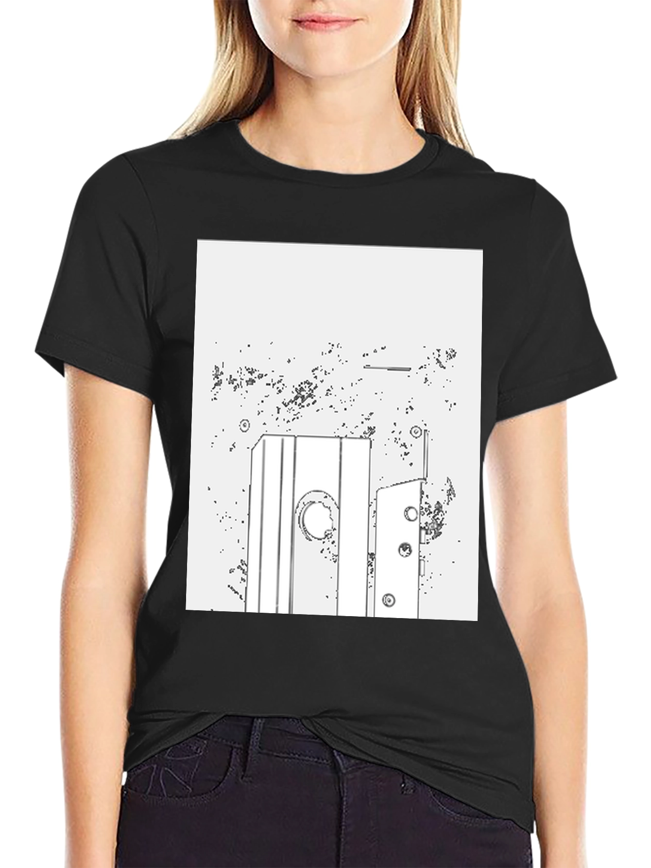 Abstract Line Art Graphic Tee - Mens Black T-Shirt