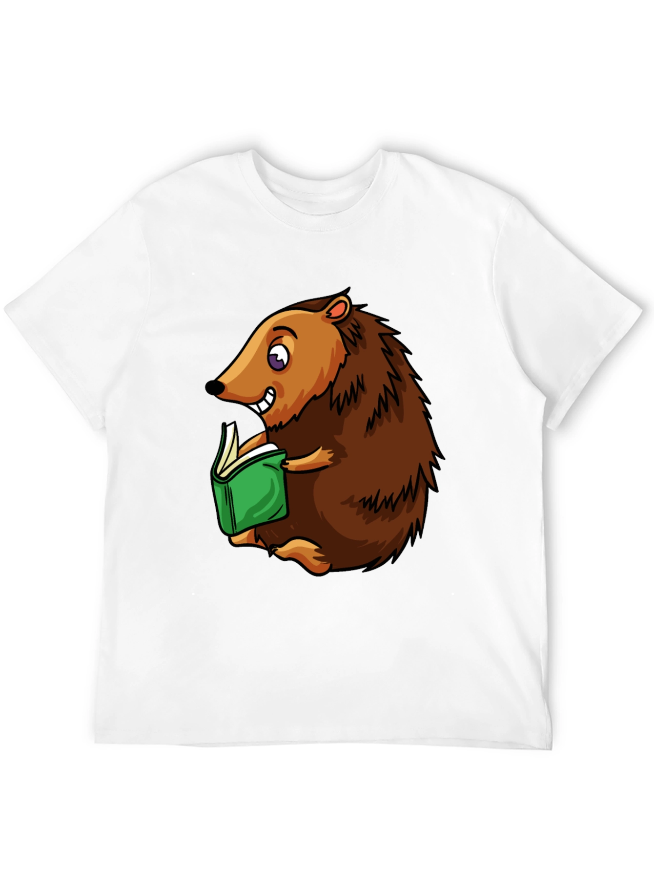 Hedgehog Reading T-Shirt - Cute Cartoon Animal Tee