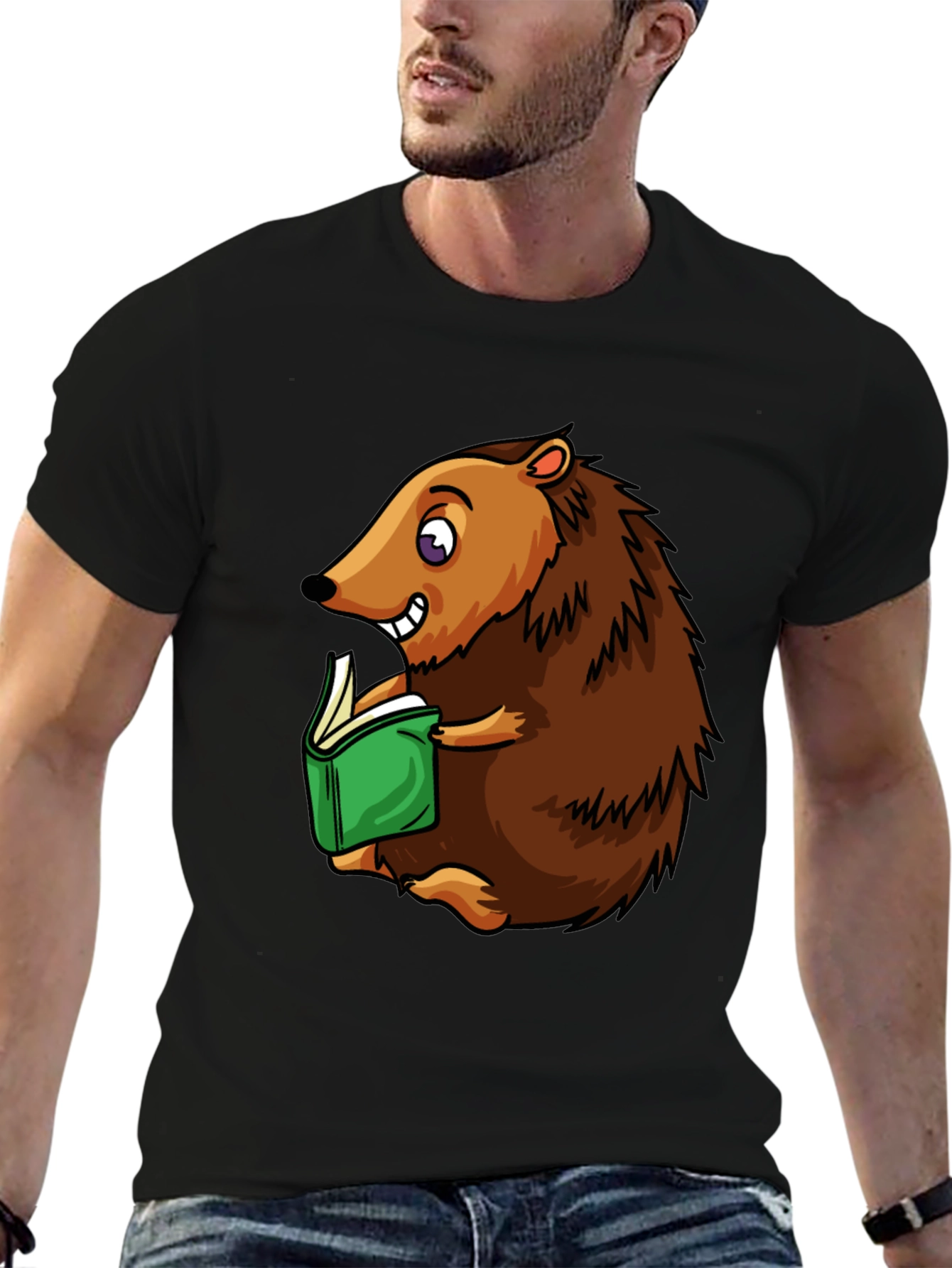 Hedgehog Reading T-Shirt - Cute Cartoon Animal Tee