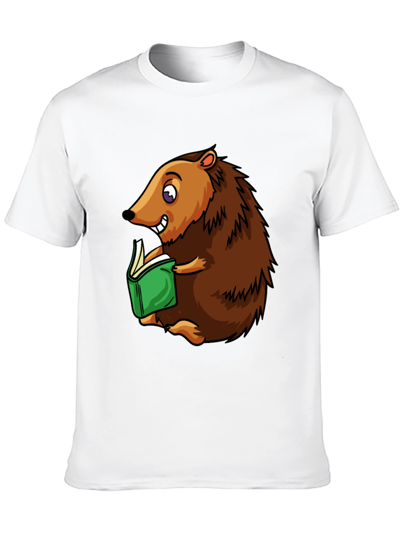 Hedgehog Reading T-Shirt - Cute Cartoon Animal Tee