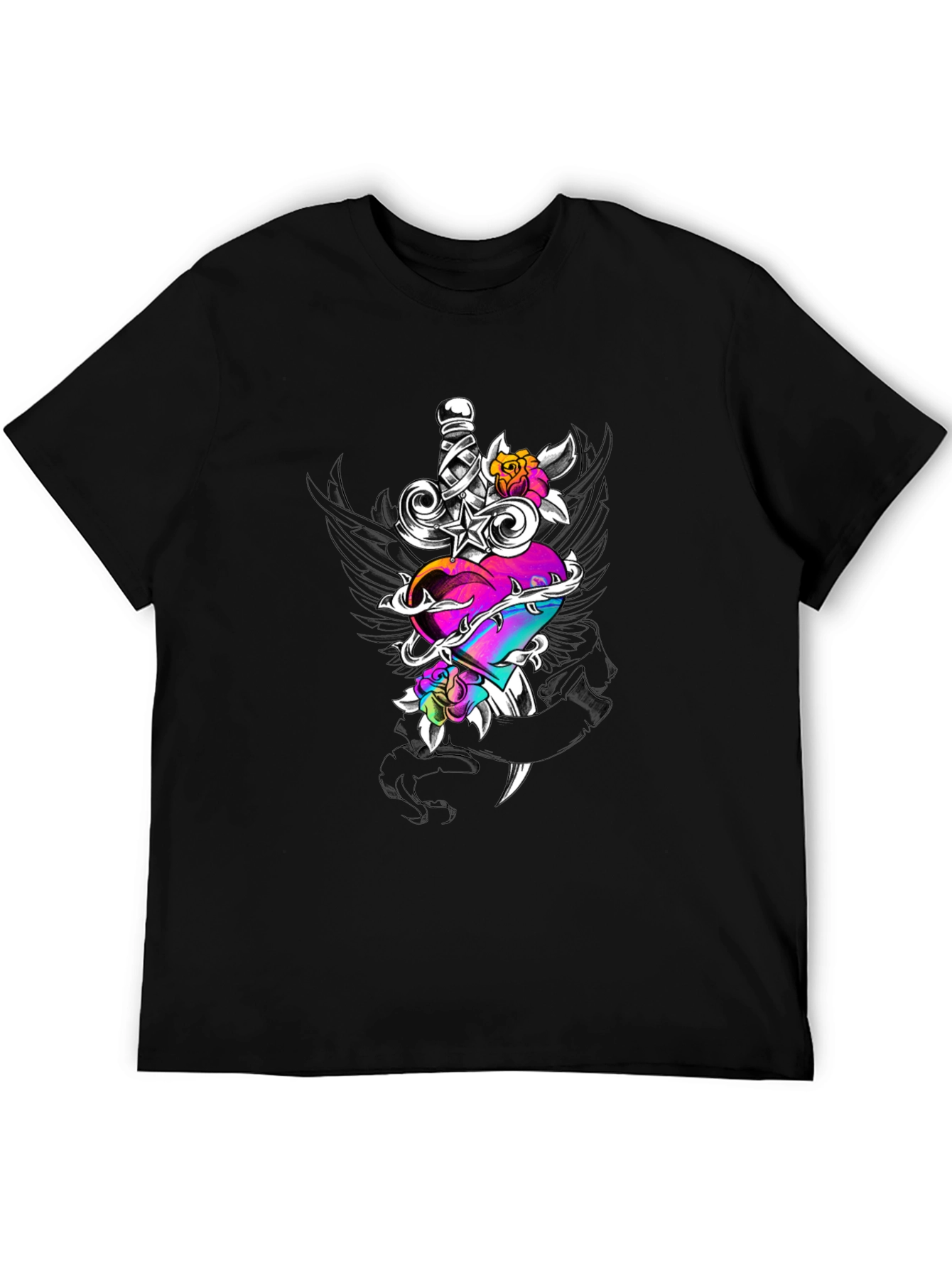 Heart & Dagger Graphic Tee - Black Unisex Shirt
