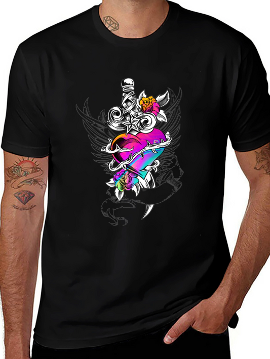 Heart & Dagger Graphic Tee - Black Unisex Shirt