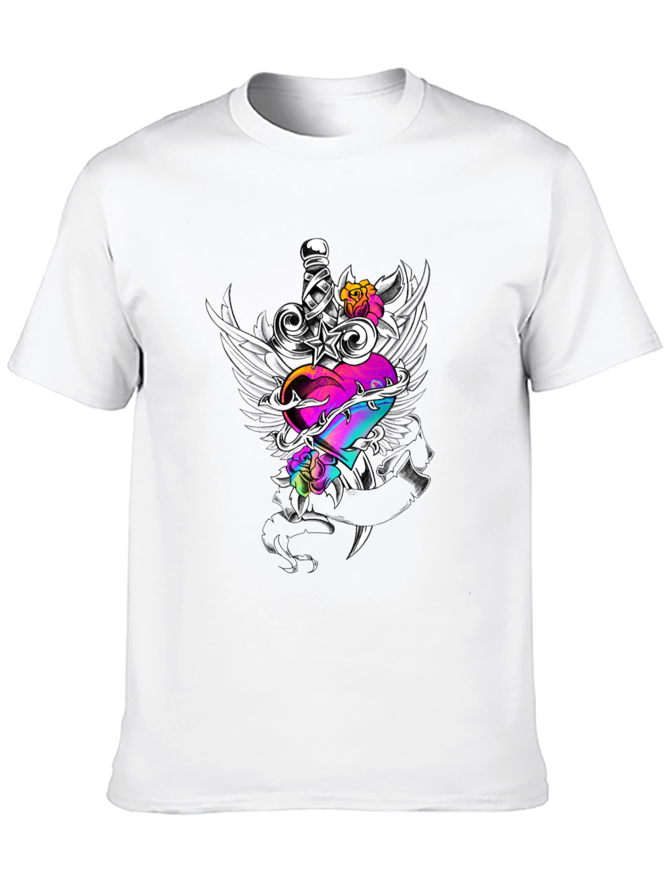 Heart & Dagger Graphic Tee - Black Unisex Shirt