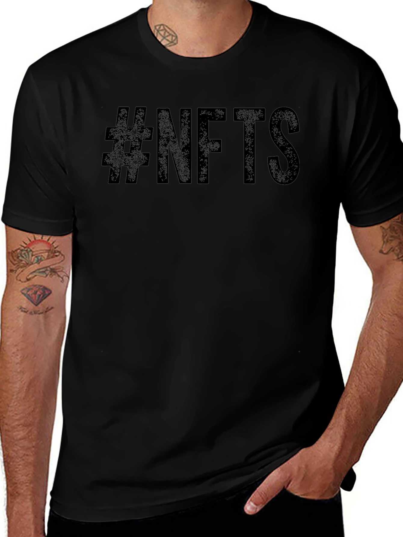 #NFTs Black Crew Neck T-Shirt