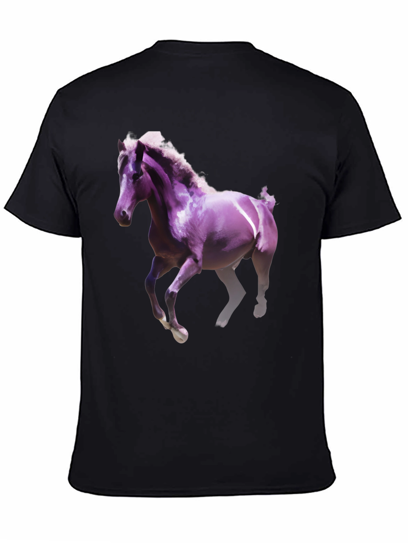 Horse Graphic Tee - Black Cotton Blend Shirt