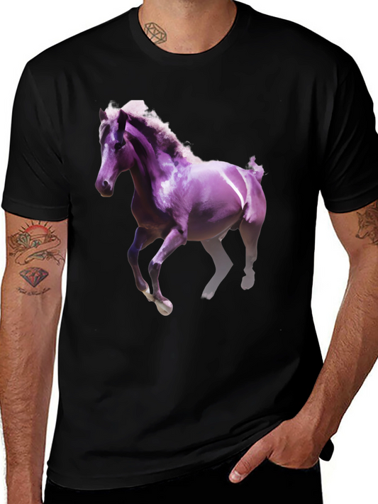 Horse Graphic Tee - Black Cotton Blend Shirt