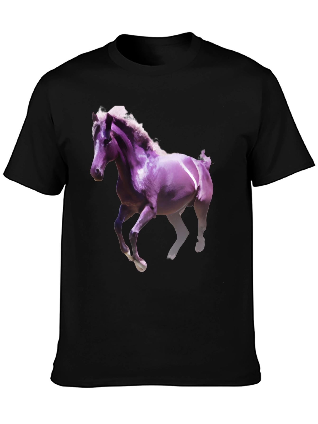 Horse Graphic Tee - Black Cotton Blend Shirt