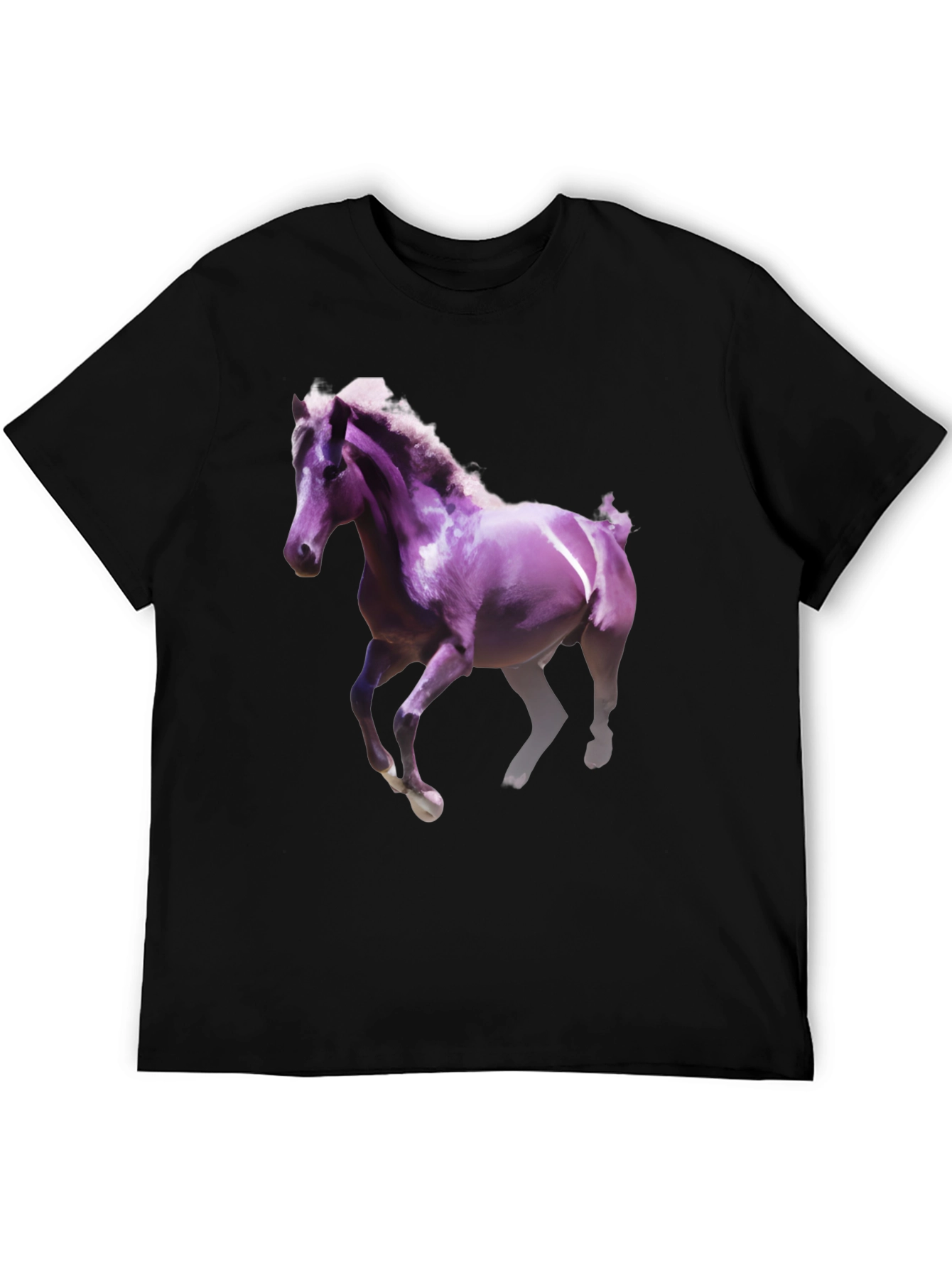 Horse Graphic Tee - Black Cotton Blend Shirt