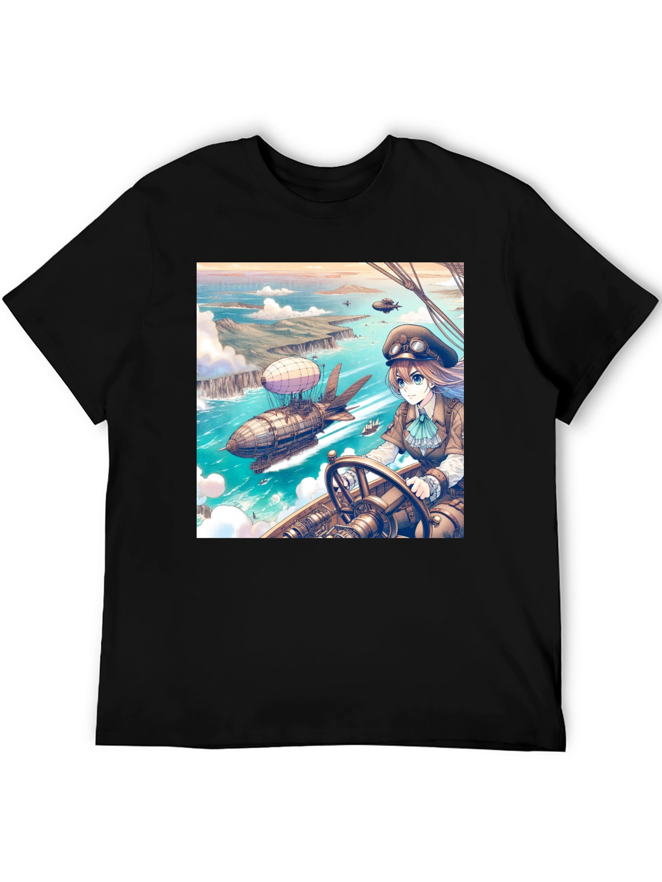 Anime Airship T-Shirt - Steampunk Style
