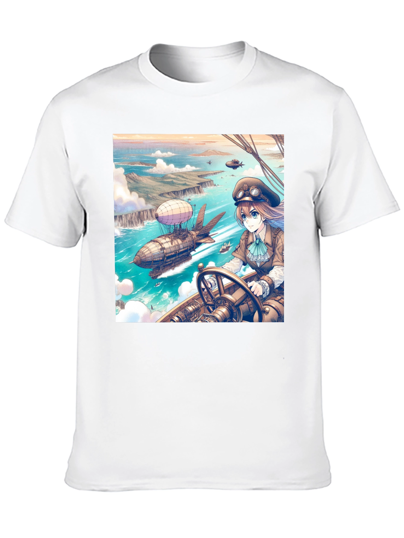 Anime Airship T-Shirt - Steampunk Style