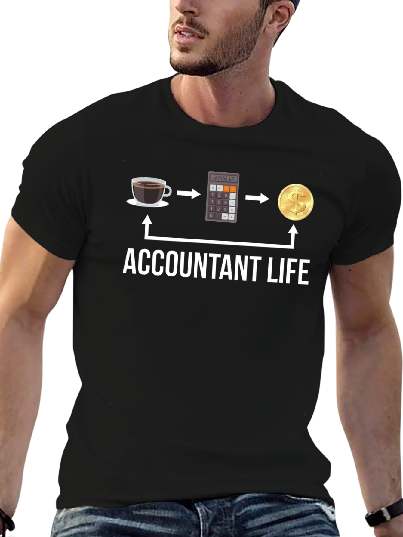 Accountant Life T-Shirt: Coffee Calculator Cash!