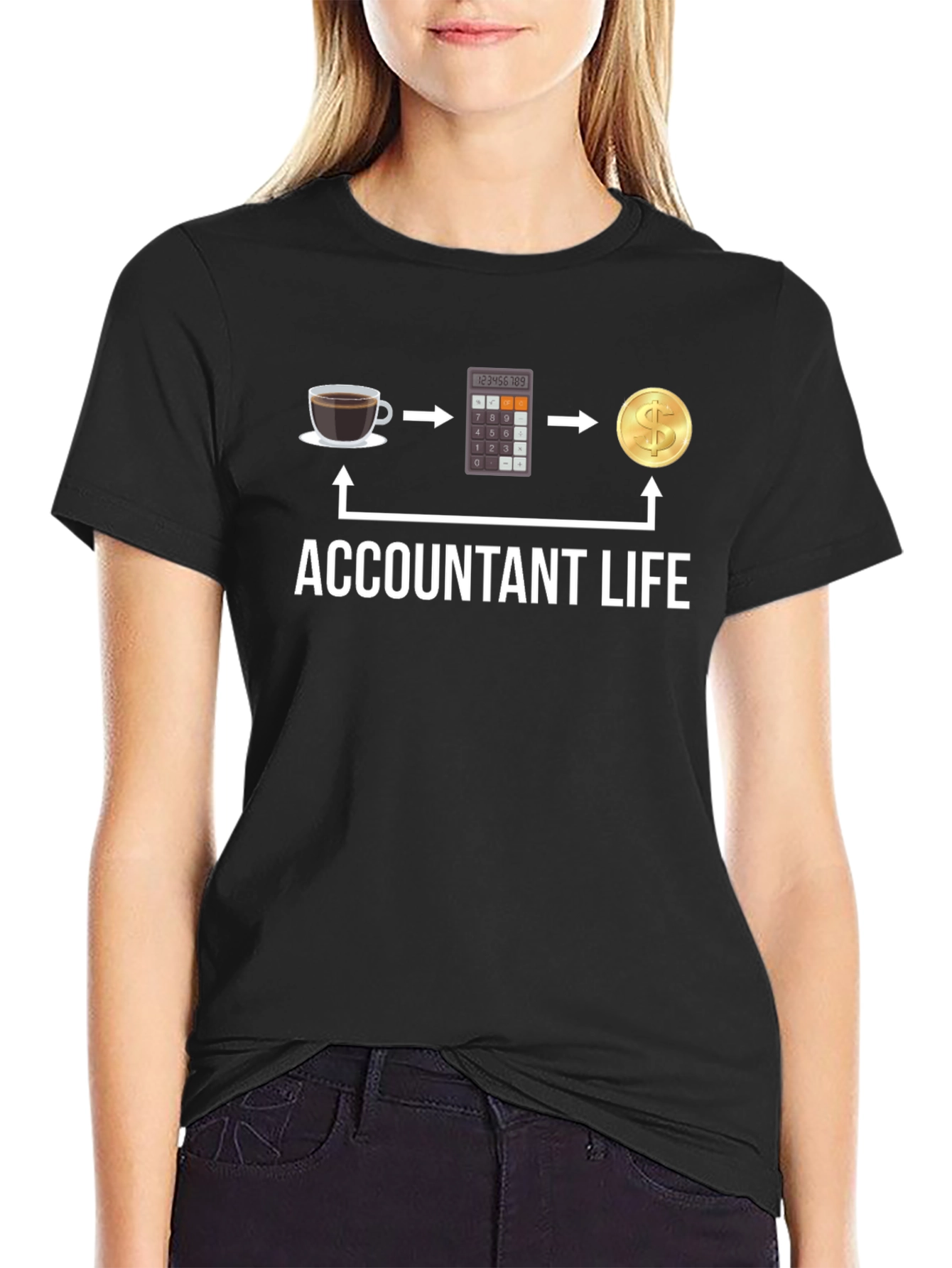 Accountant Life T-Shirt: Coffee Calculator Cash!