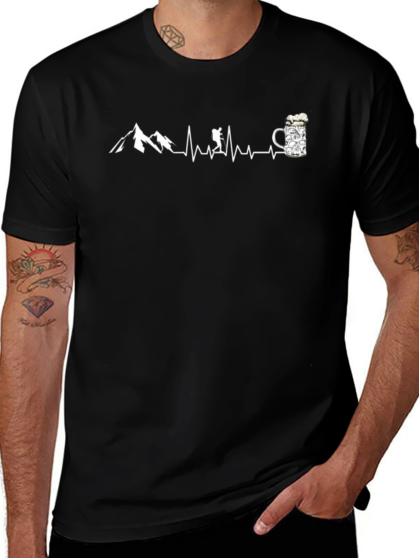 Hiking Heartbeat Beer T-Shirt - Adventure Ready Tee