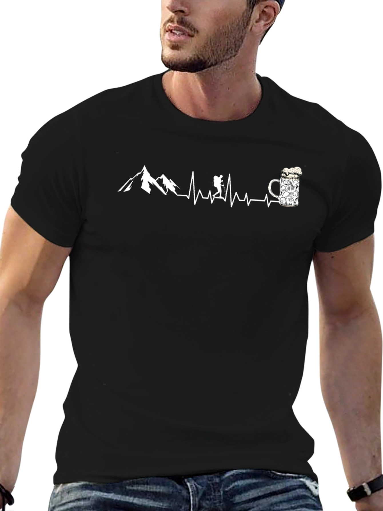 Hiking Heartbeat Beer T-Shirt - Adventure Ready Tee