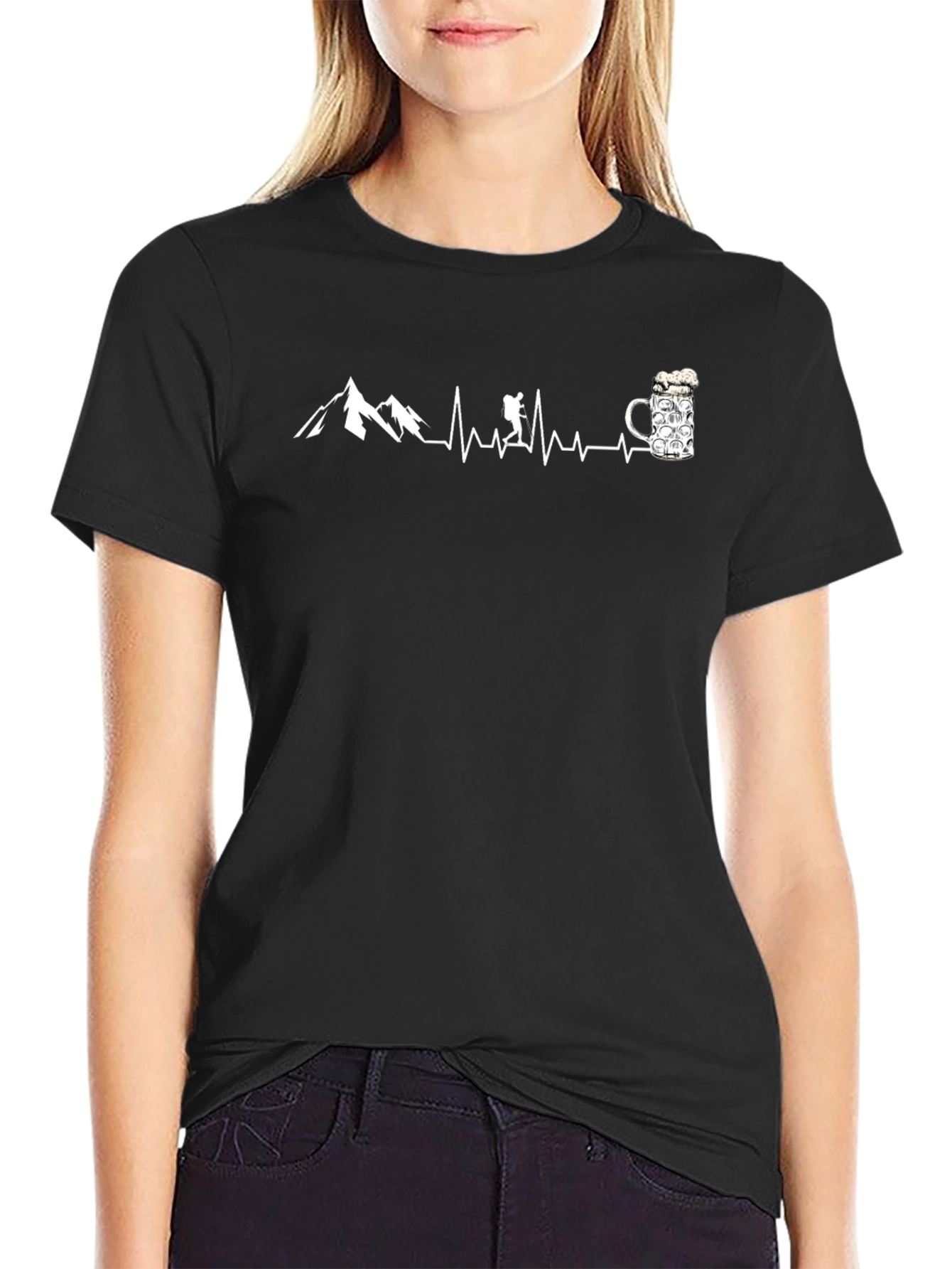 Hiking Heartbeat Beer T-Shirt - Adventure Ready Tee