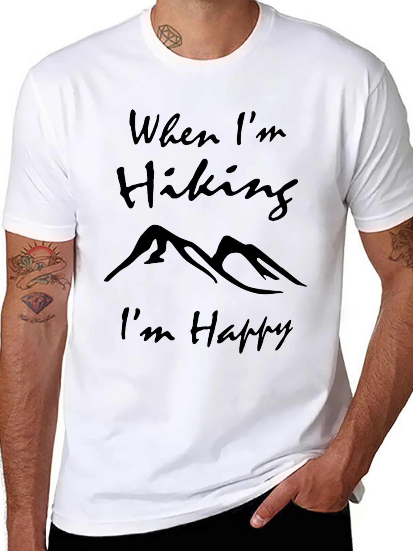 Hiking Lover Black T-Shirt: When Im Hiking Im Happy!