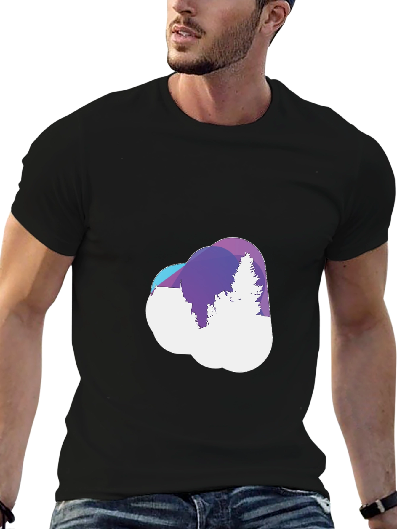 Abstract Forest Cloud Tee - Stylish Graphic T-Shirt