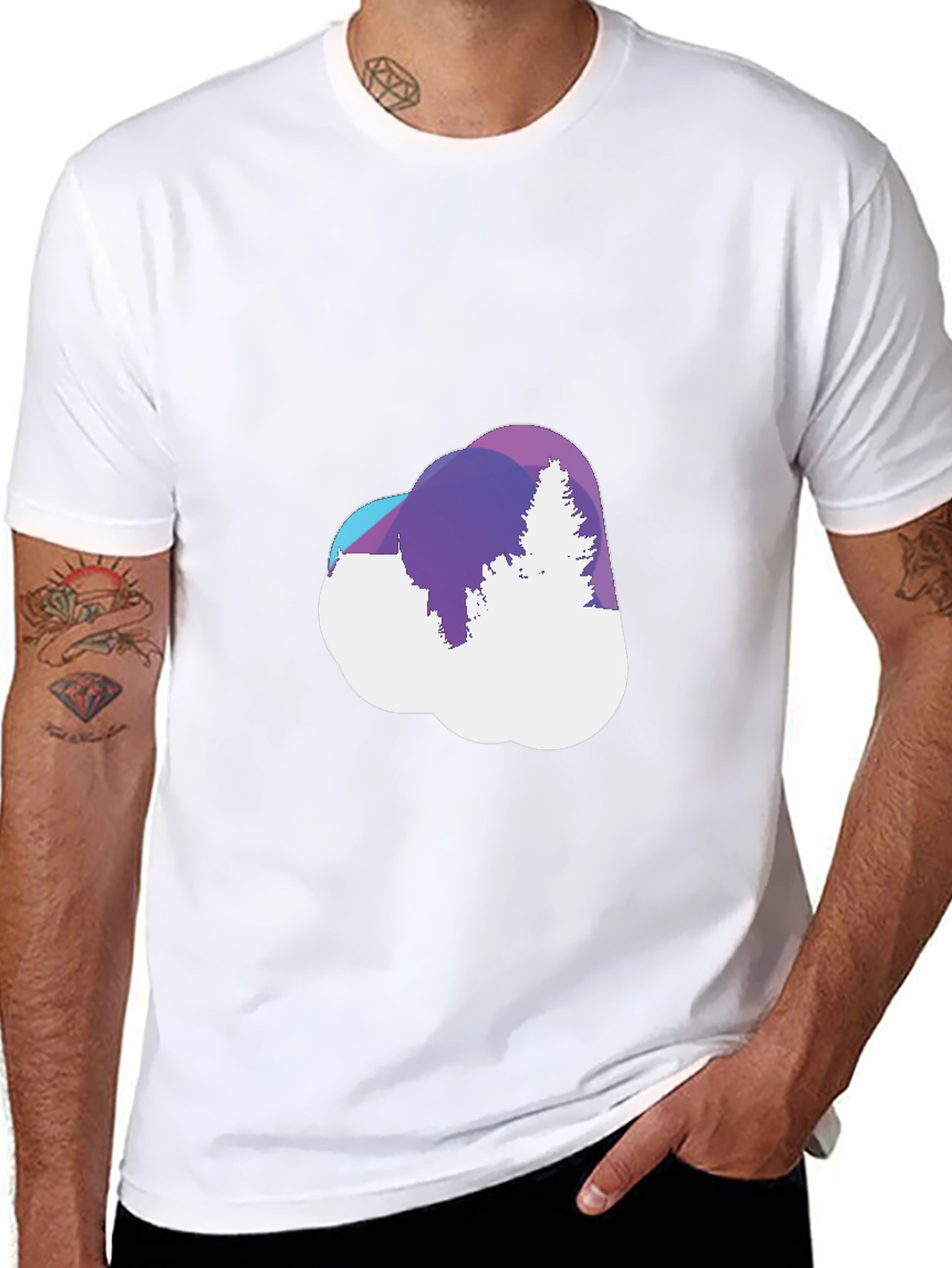 Abstract Forest Cloud Tee - Stylish Graphic T-Shirt