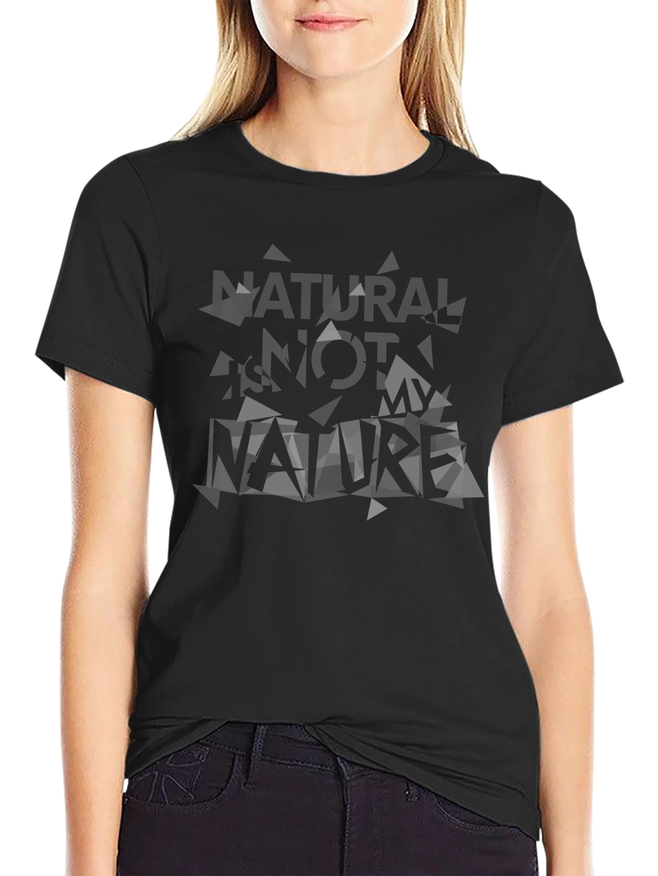 Abstract Natural Not My Nature Graphic Black T-Shirt