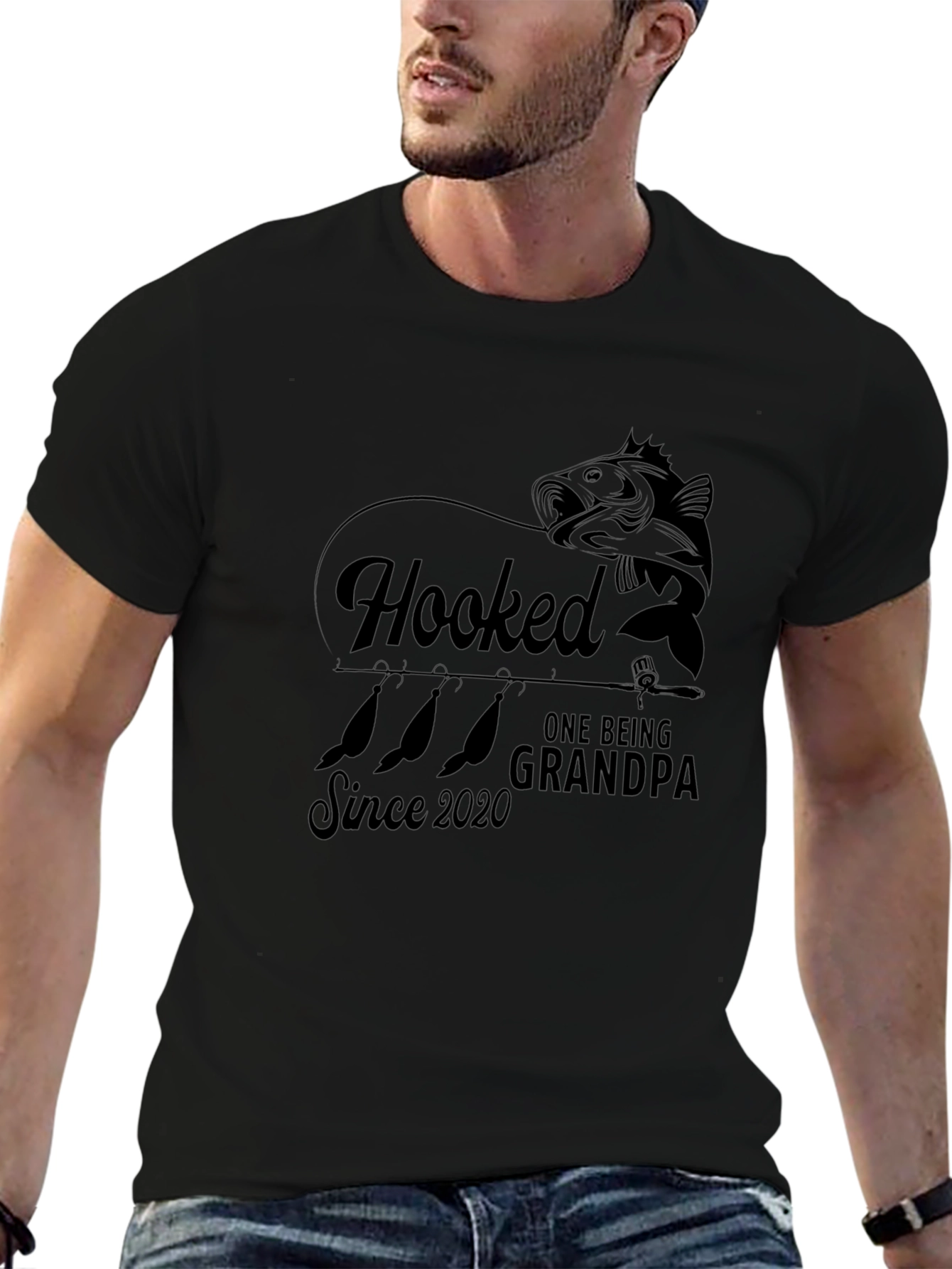 Hooked Grandpa Black Tee