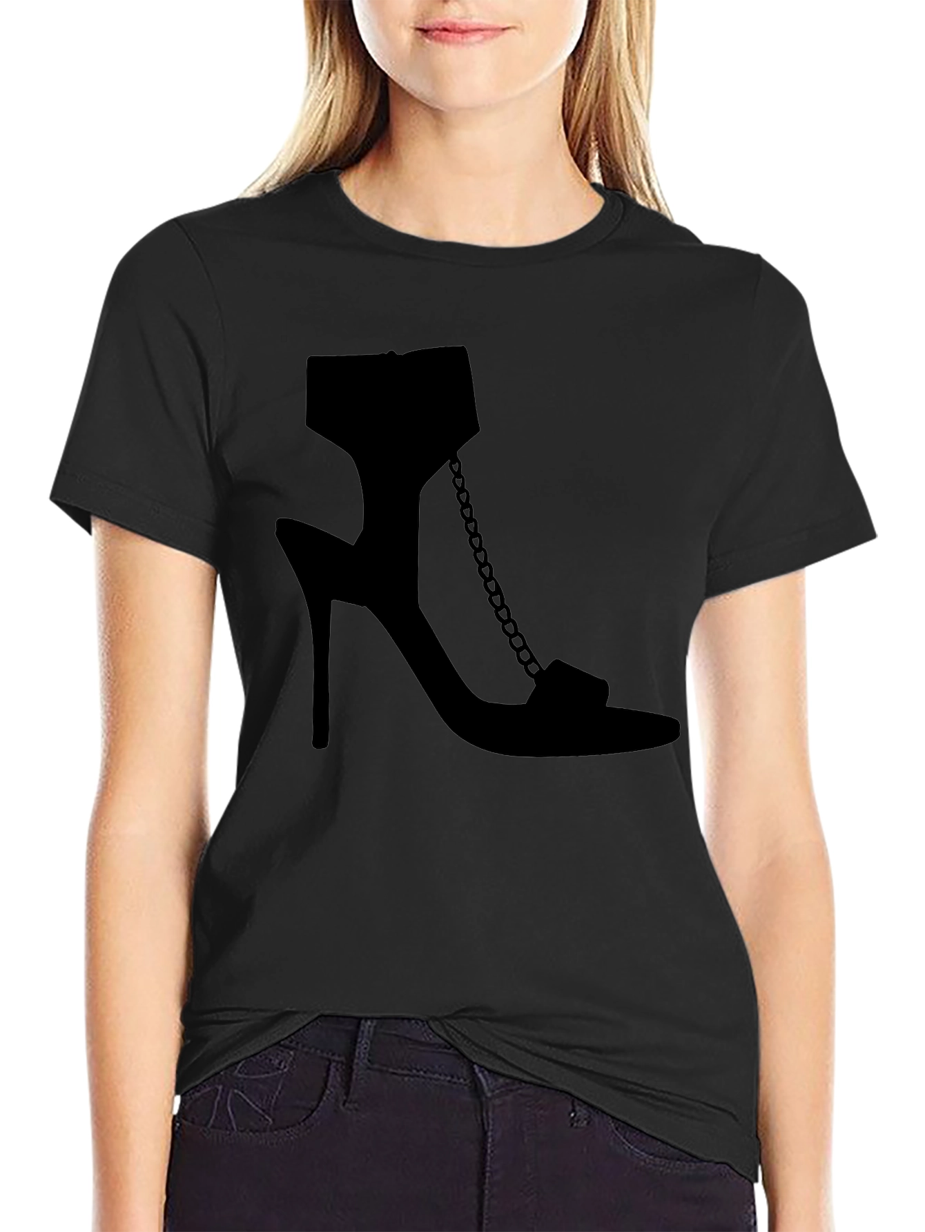 Heel Shoe Graphic Tee - Sleek Black Print T-Shirt