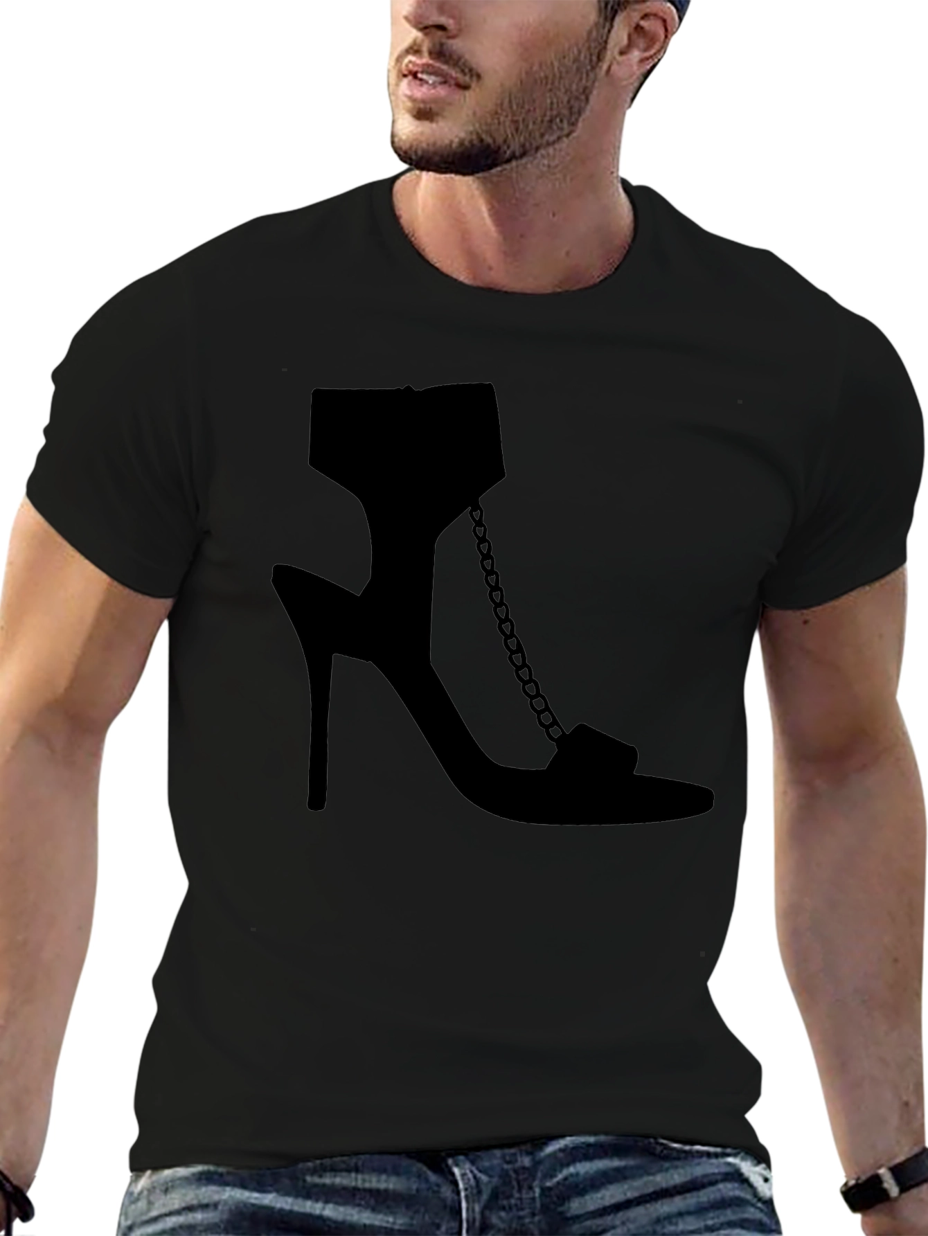 Heel Shoe Graphic Tee - Sleek Black Print T-Shirt