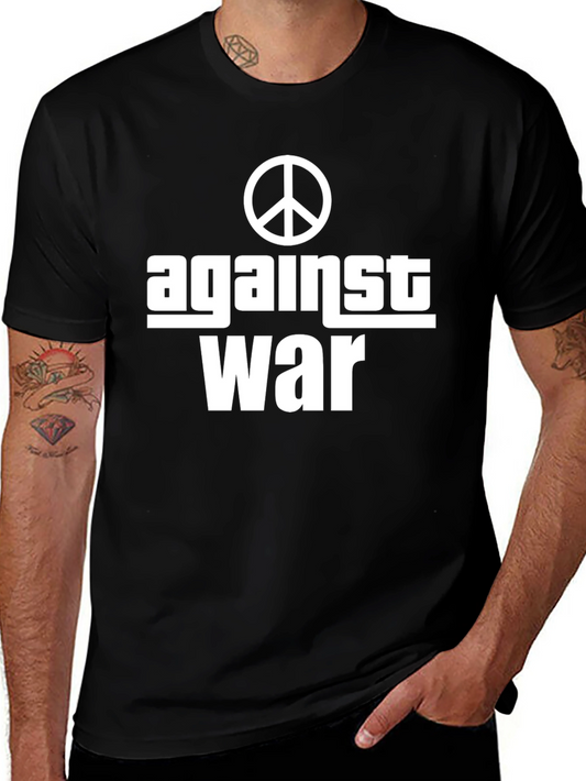 Against War Peace Symbol Black Graphic Tee