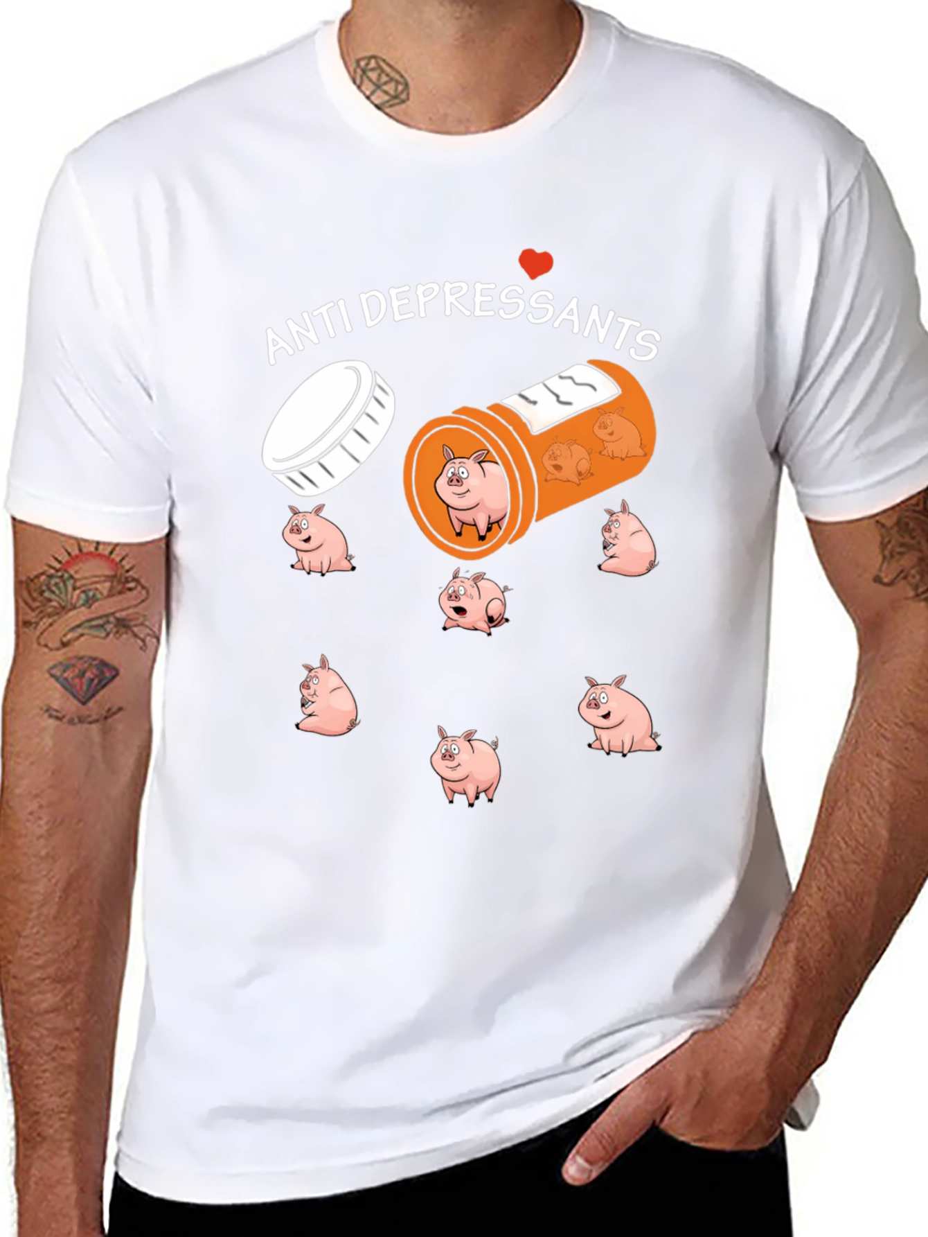 Anti-Depressant Pigs T-Shirt Funny Graphic Tee