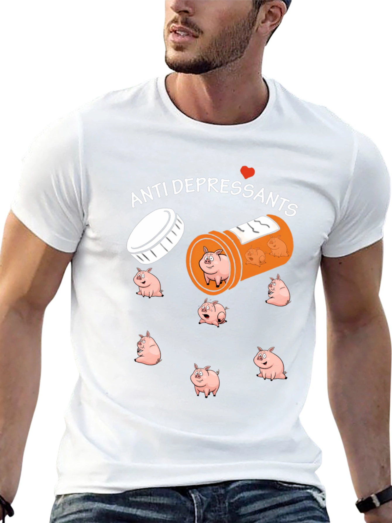 Anti-Depressant Pigs T-Shirt Funny Graphic Tee