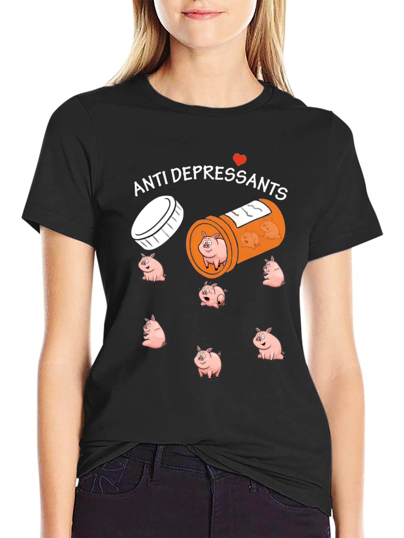 Anti-Depressant Pigs T-Shirt Funny Graphic Tee
