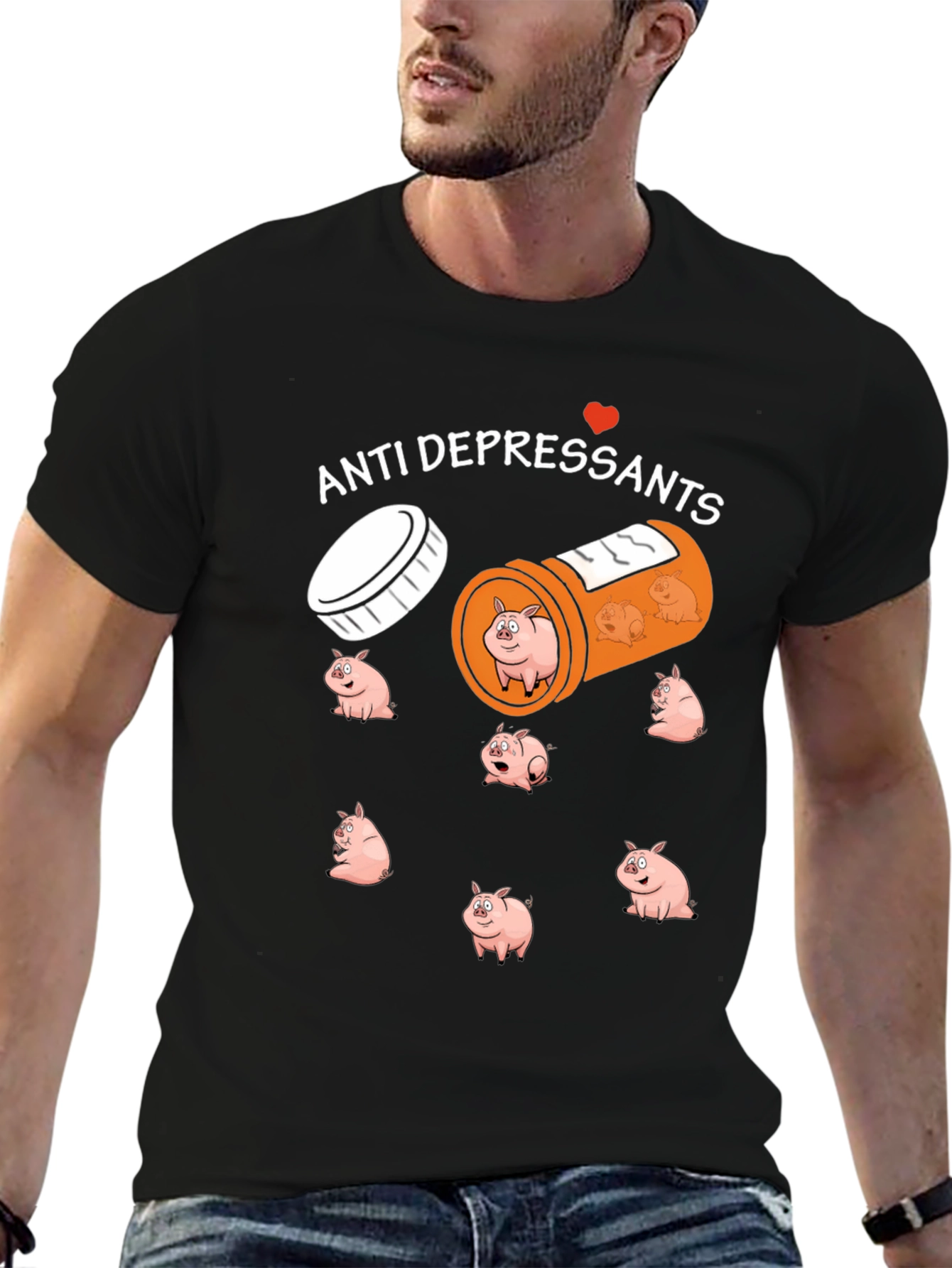 Anti-Depressant Pigs T-Shirt Funny Graphic Tee