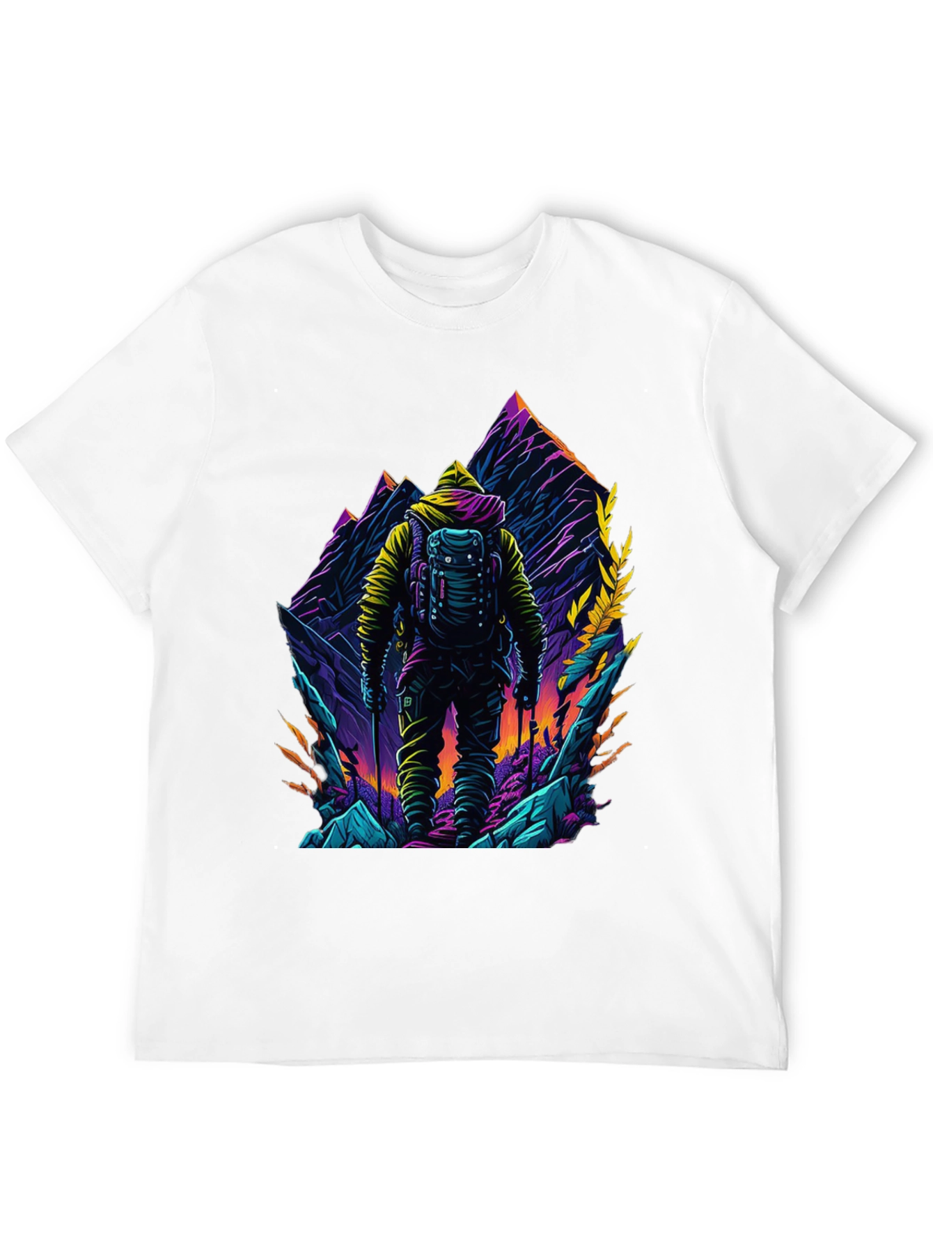Hiker Mountain Graphic Black T-Shirt