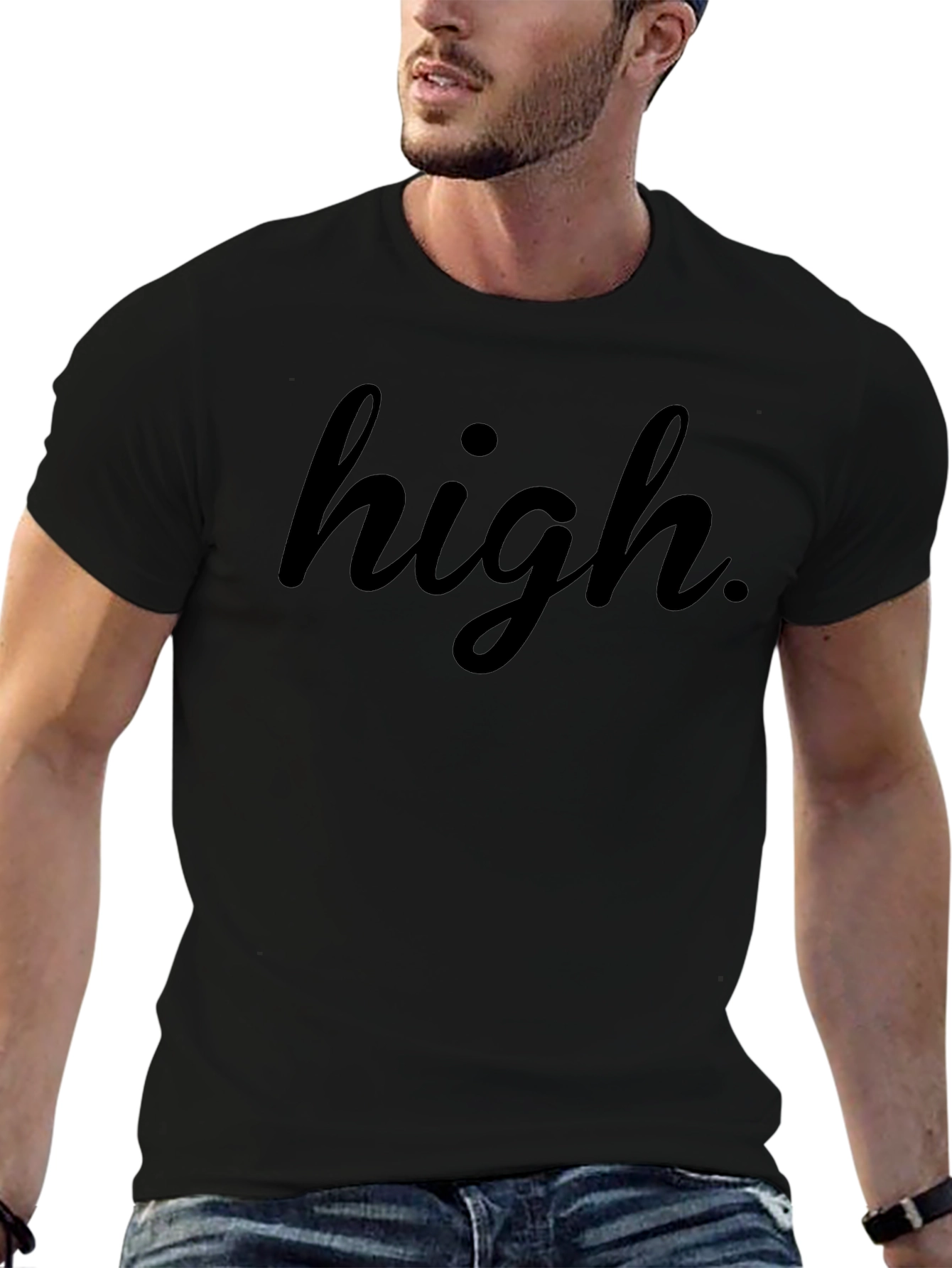 High. Black Graphic T-Shirt - Casual Style