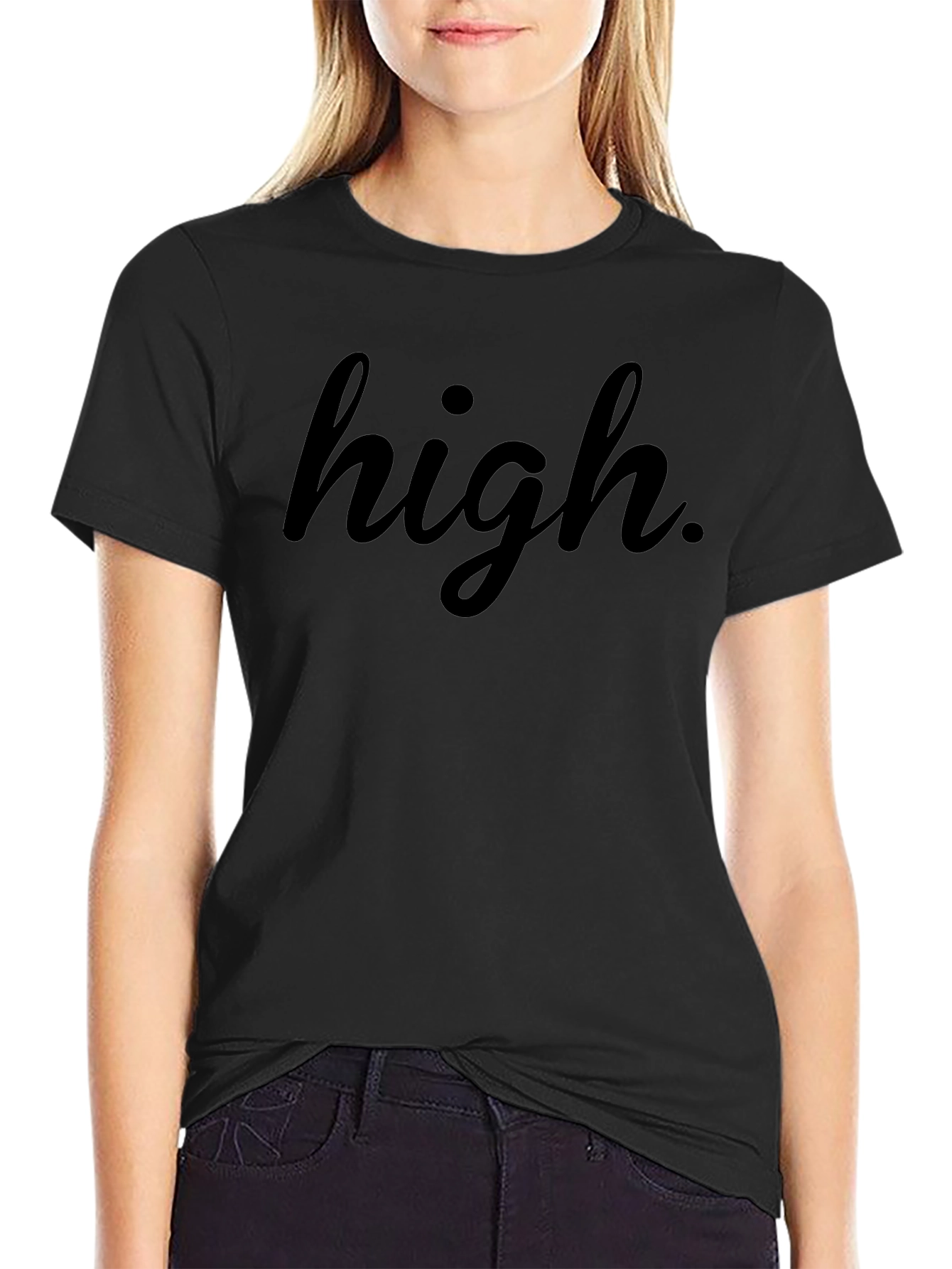 High. Black Graphic T-Shirt - Casual Style