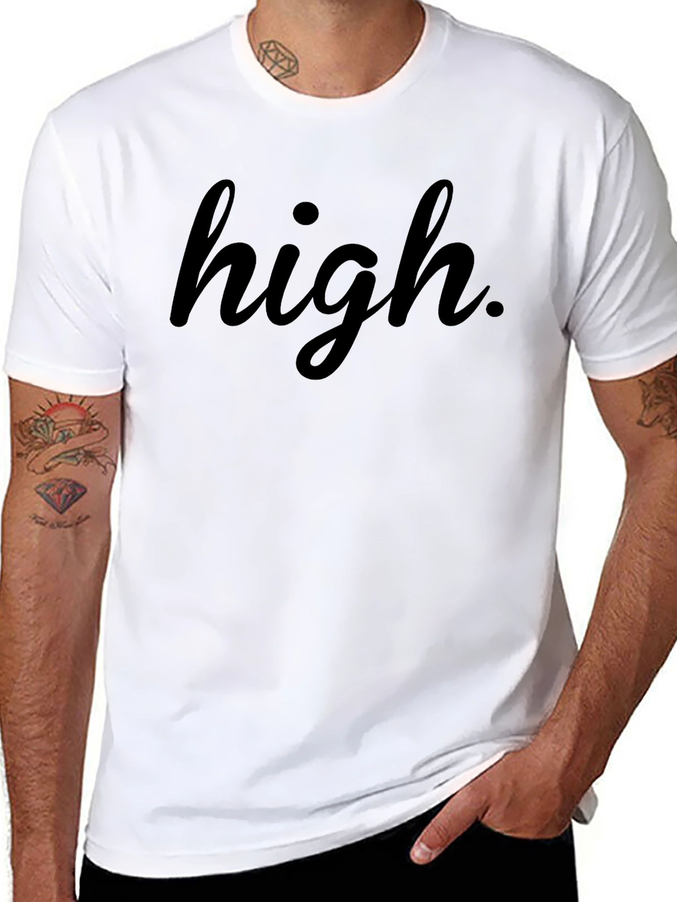 High. Black Graphic T-Shirt - Casual Style