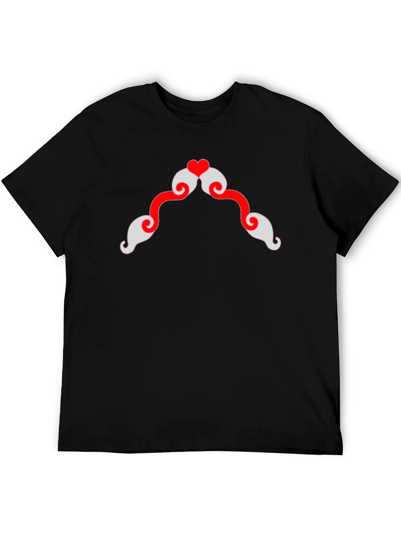 Heart Mustache Graphic Tee - Black Cotton