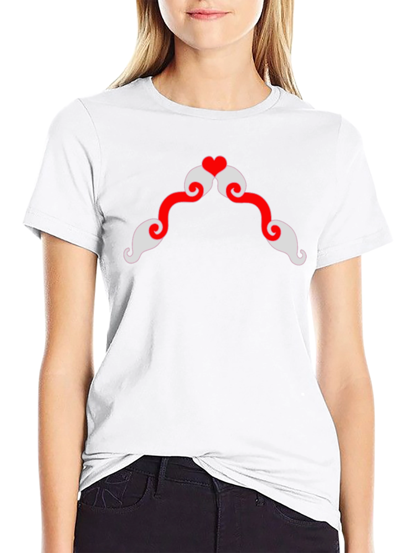 Heart Mustache Graphic Tee - Black Cotton