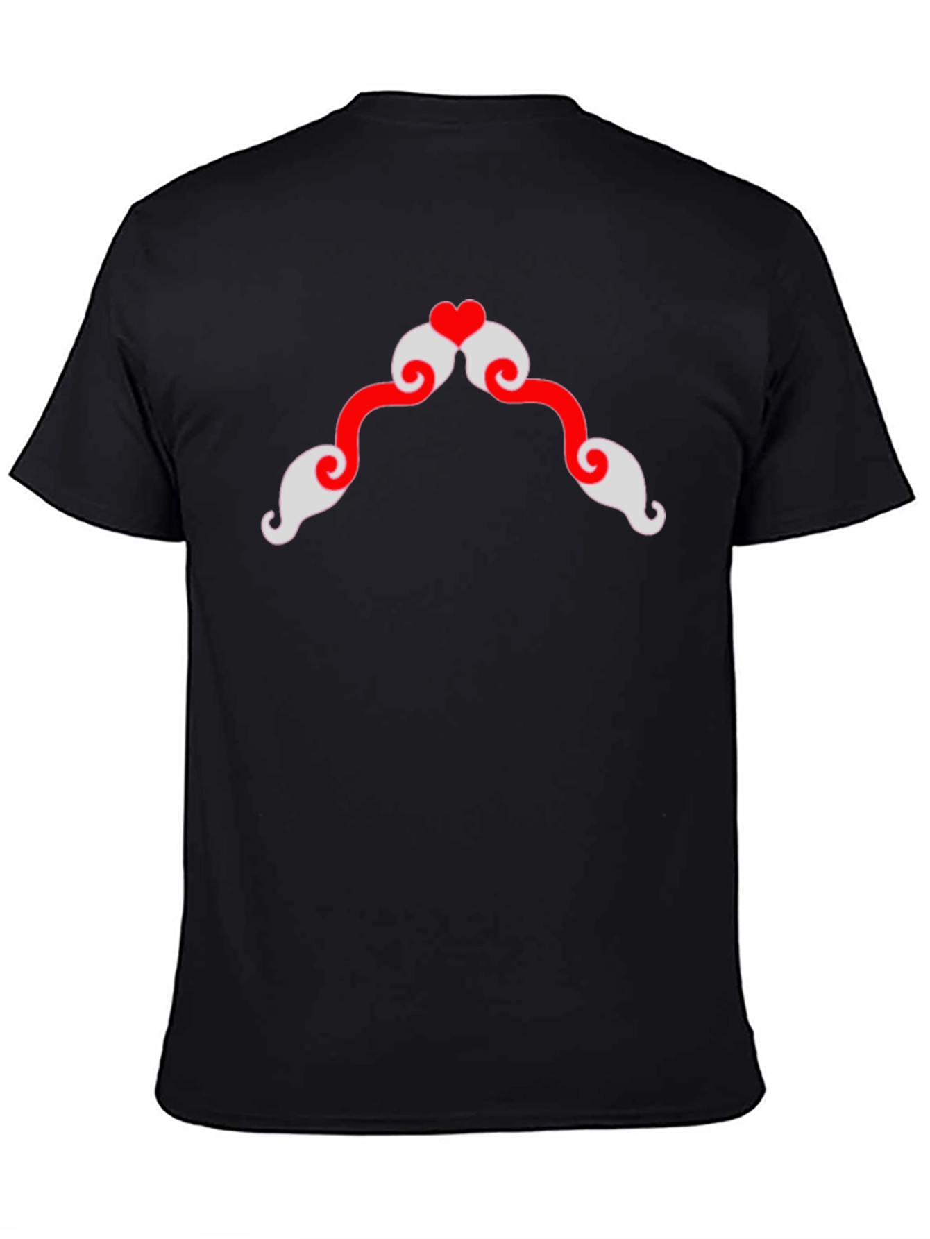 Heart Mustache Graphic Tee - Black Cotton