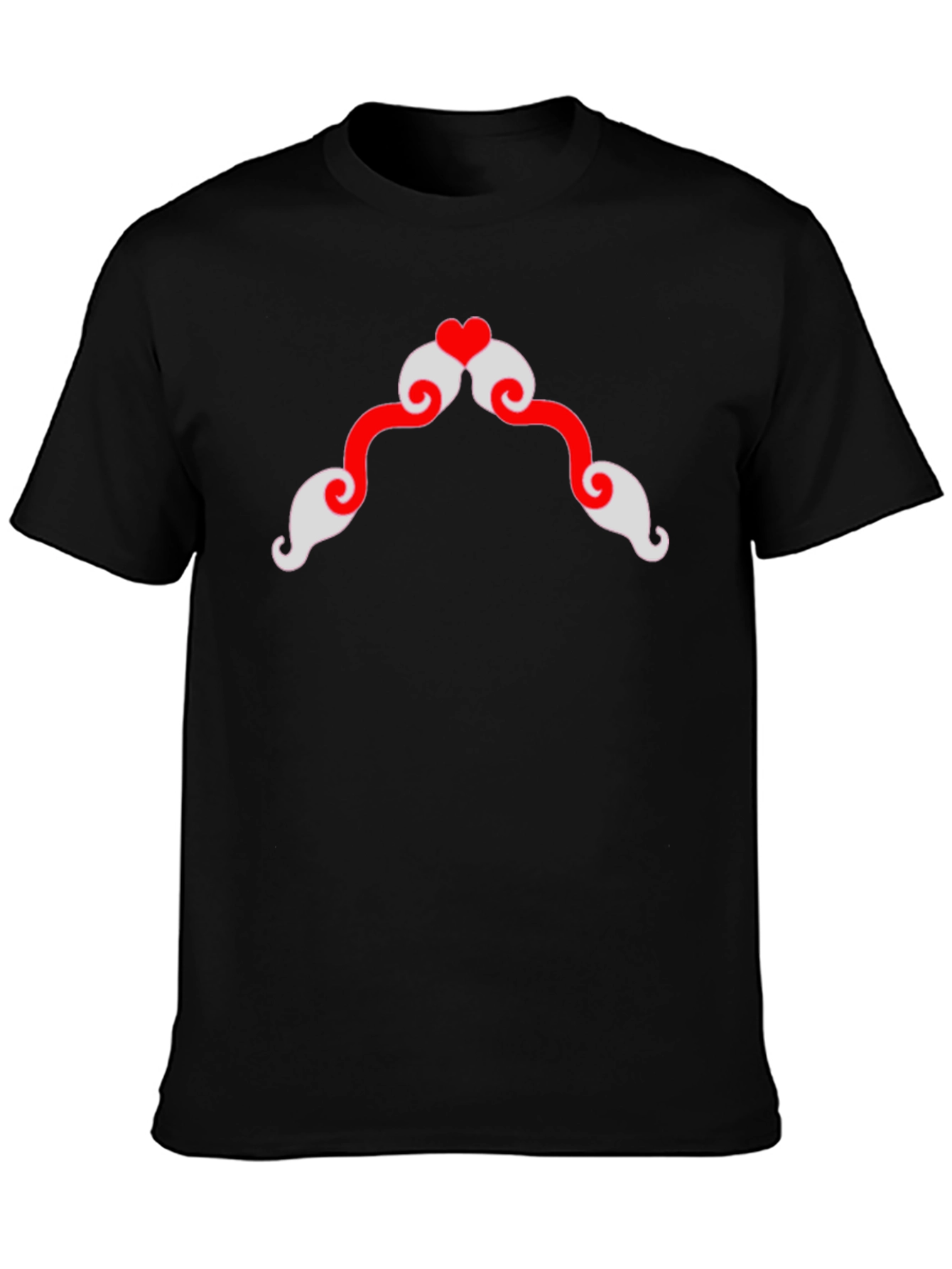 Heart Mustache Graphic Tee - Black Cotton