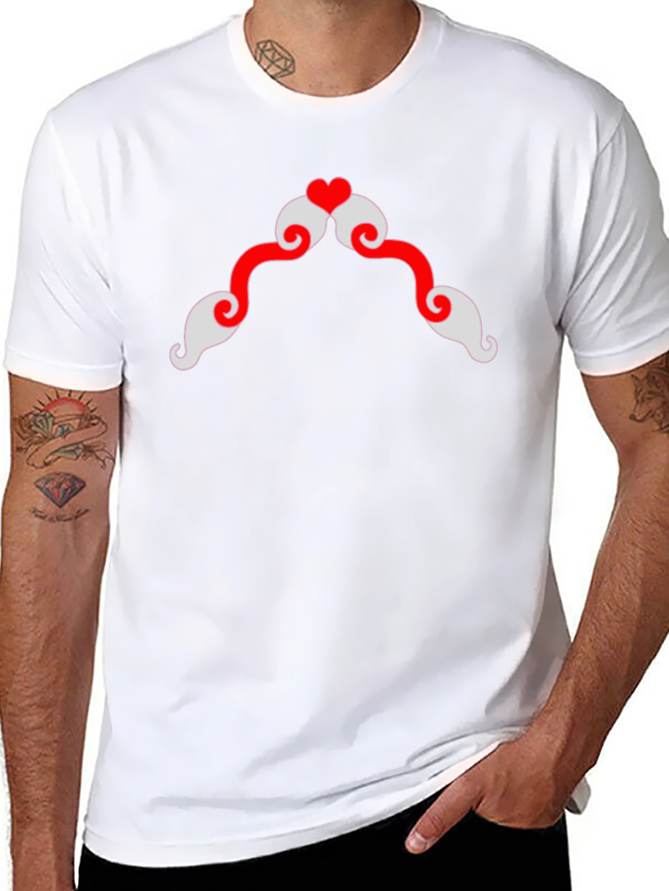 Heart Mustache Graphic Tee - Black Cotton