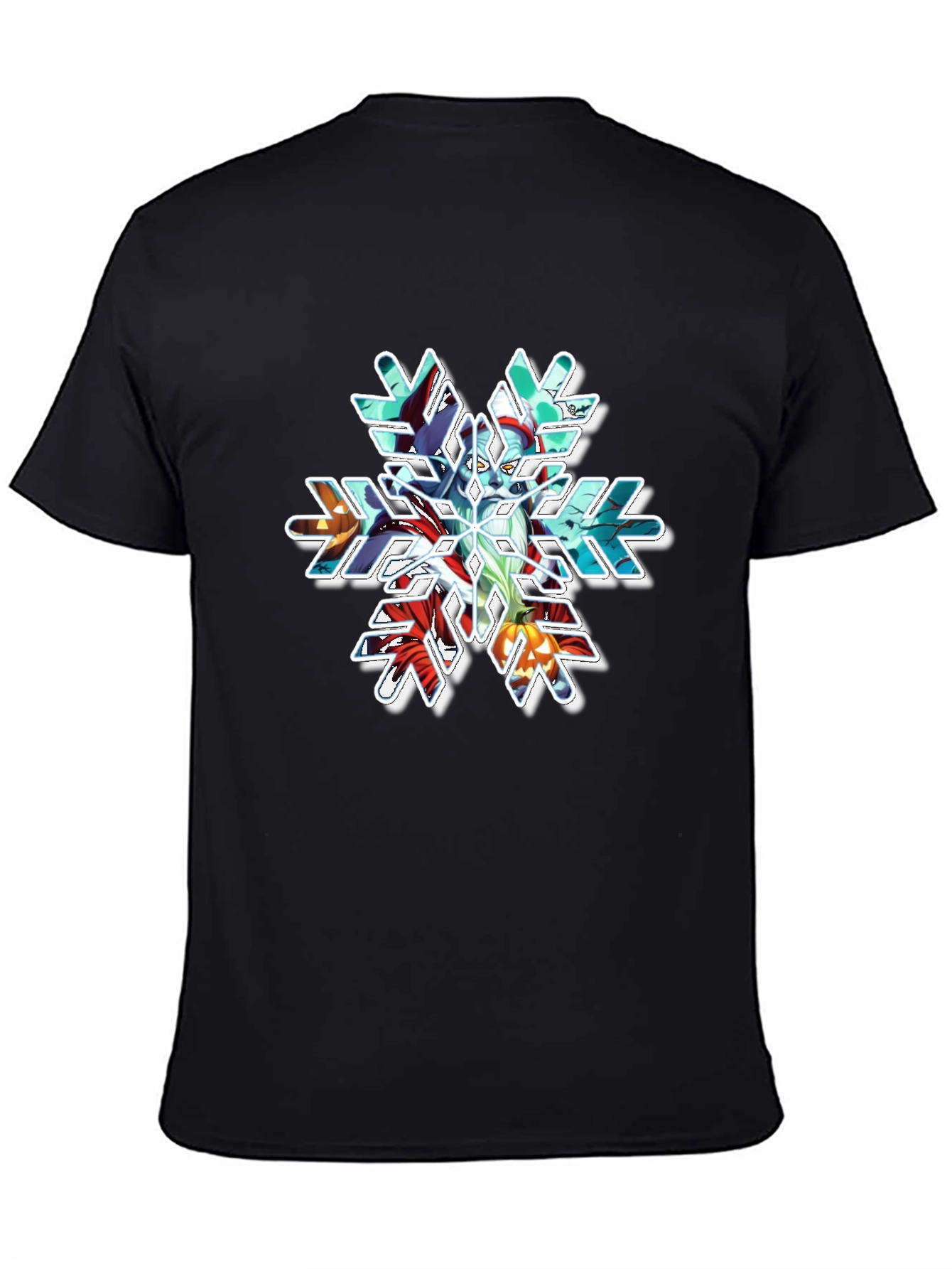 Holiday Snowflake Graphic Tee - Black Cotton Blend